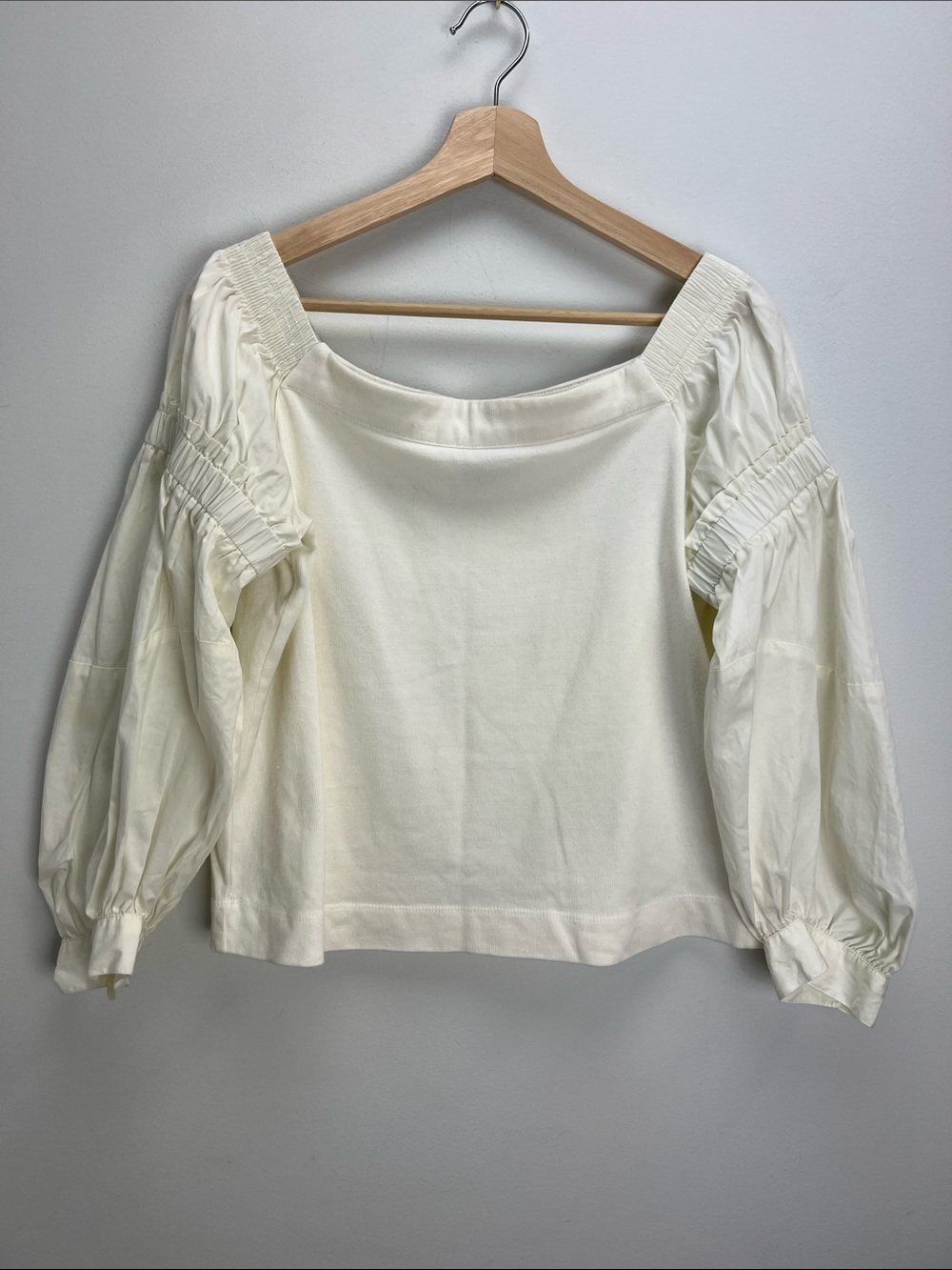 Kinly Puff Sleeve Top Balloon Sleeve White Cream Womens Medium
